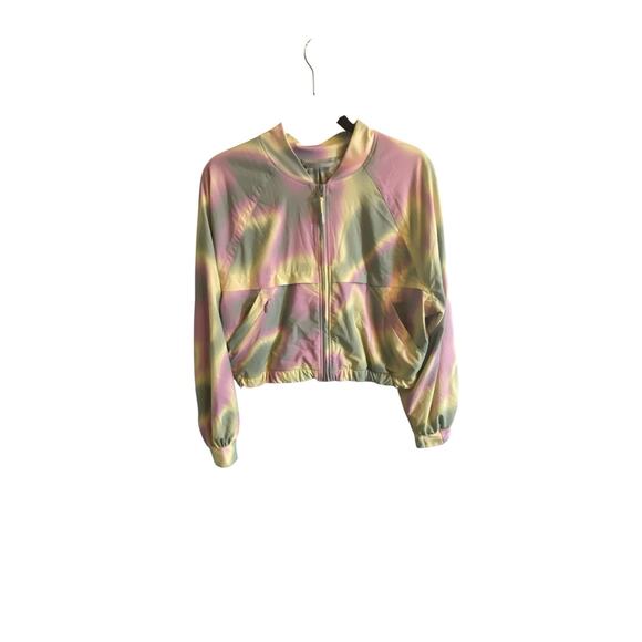 Athleta Girl Gap Collab Lily Pond Yellow Lined Bomber jacket size XXL 16, zip - Picture 4 of 16